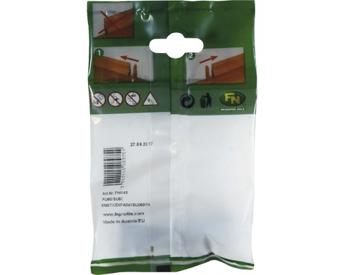 Verpackungsrückseite für Holzprodukte mit Montageanleitung und Herstellerinformationen