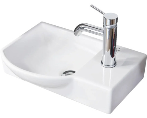 Vasque à encastrer en céramique FACKELMANN A-Vero à gauche 45 cm blanc 82390 Vasque en céramique avec robinet