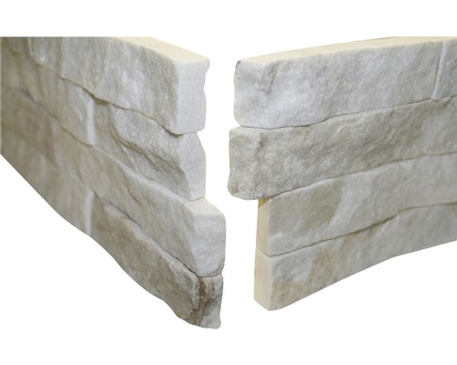 Pierre de parement d'angle quartzite blanc Z20/40x15 cm Mur en pierre décorative pour revêtement mural