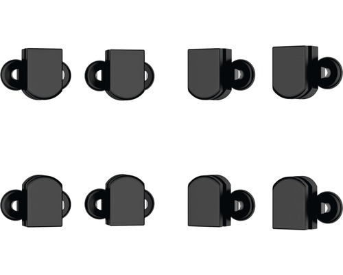 Huit poignées de meubles noires