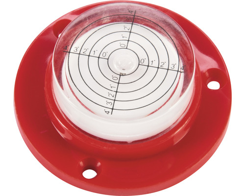 Niveau à bulle rond avec base rouge pour alignement horizontal
