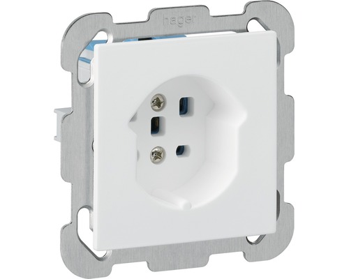 Kallysto Steckdose T25 weiss Hager Steckdose mit Metallrahmen