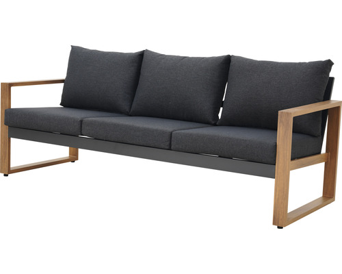 Gartensofa mit drei Sitzen und drei Kissen