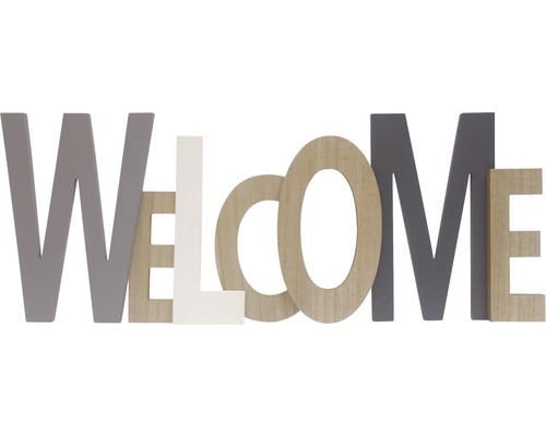 Schriftzug Welcome Holz Grau 76x29 cm Schriftzug Welcome Holz Grau 76x29 cm