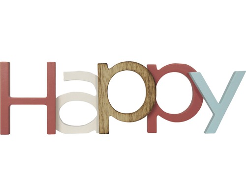 Schriftzug Happy blau-rosé 16.8 x 5 cm Schriftzug Happy blau-rosé 16.8 x 5 cm
