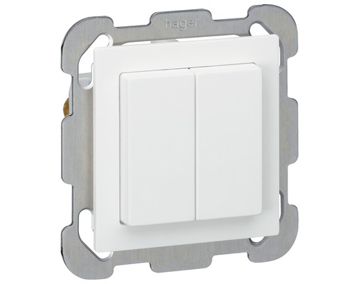 Interrupteur double Kallysto SCH1/3+3 blanc Insert d''interrupteur Hager avec deux interrupteurs