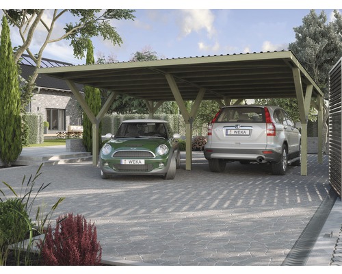 Carport double weka Y 612 594x606 cm traité en autoclave par imprégnation