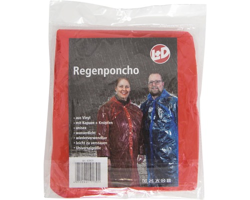 Regenponcho aus Vinyl in Universalgröße, verpackt