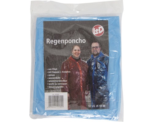 Regenponcho aus Vinyl in Universalgröße, verpackt