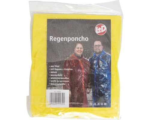 Gelber Regenponcho aus Vinyl in Universalgröße