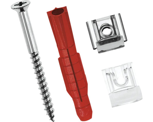 Vis, cheville et deux clips de fixation