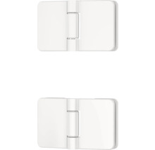 Zwei weiße Duschkabinen Scharniere