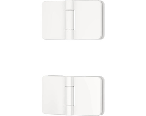 Zwei weiße Duschkabinen Scharniere