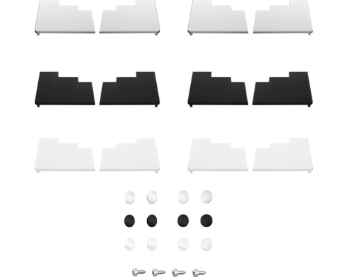 Treppenregal-Zubehörset mit Schrauben und Abdeckkappen