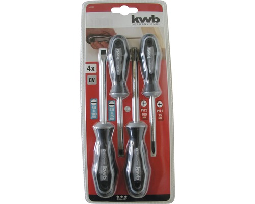 Viererpack Schraubendreher mit Kreuzschlitz und Schlitz