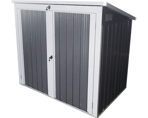 Cache-poubelle 2 compartiment ressorts à gaz compris 158x101x134 cm anthracite Abri de jardin métallique avec double porte pour ranger les outils de jardin