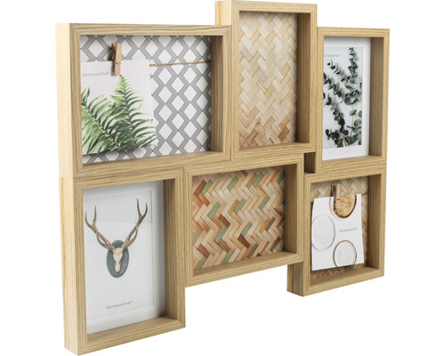 Cadre photo multiple en bois pour six photos