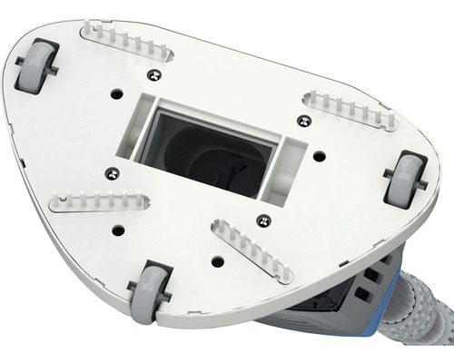 Dessous d''un appareil de nettoyage avec roues et brosses