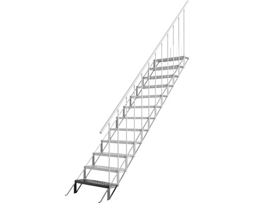 Freistehende Treppe aus Metall mit Handlauf
