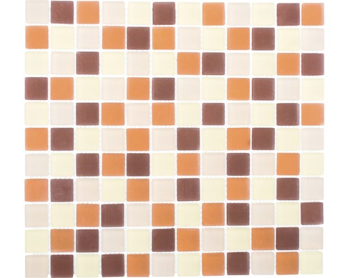Mosaïque de verre XCM 8560 30.5x32.5 cm brun/beige pastel/jaune Mosaïque avec éléments carrés