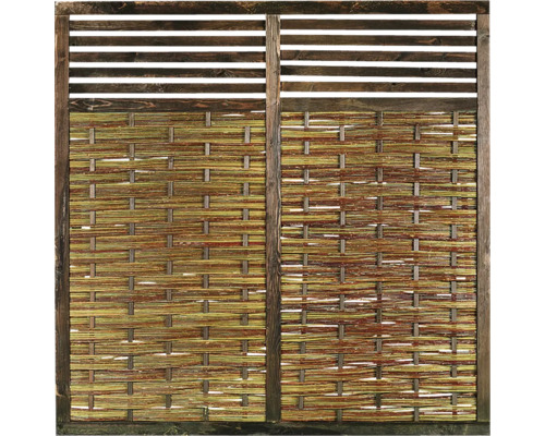 Élément principal Konsta en osier avec treillis pour plantes 180 x 180 cm Panneau de protection visuelle en osier avec cadre en bois