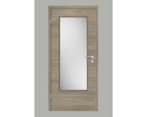 Porte de chambre Pertura Yori CPL mélèze Smoke transversal 86,0x198,5 cm à gauche avec découpe de lumière G3 (sans verre)