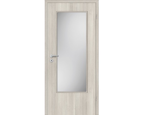 Porte intérieure avec insert en verre, vantail en bois et ferrures