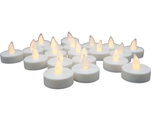Bougies de chauffe-plat à LED Lafiora sur piles Ø 4 cm blanc chaud 20 pces pile incluse