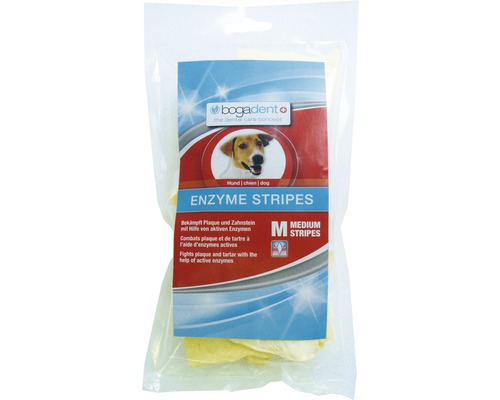 Ergänzungsfutter bogadent Enzyme Stripes Medium 100 g Bogadent Enzym Streifen Medium für Hunde in Verpackung