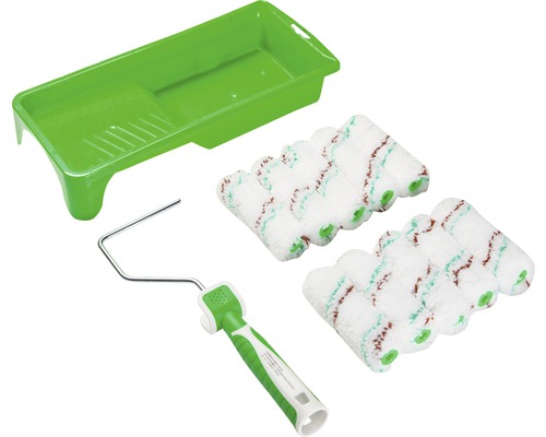 Set de rouleaux de peinture avec bac à peinture, support et plusieurs rouleaux de peinture