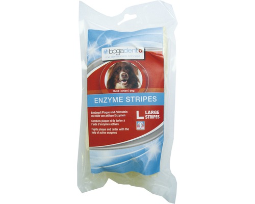 Ergänzungsfutter bogadent Enzyme Stripes Large 100 g Bogadent Enzym Streifen Gross für Hunde in der Verpackung