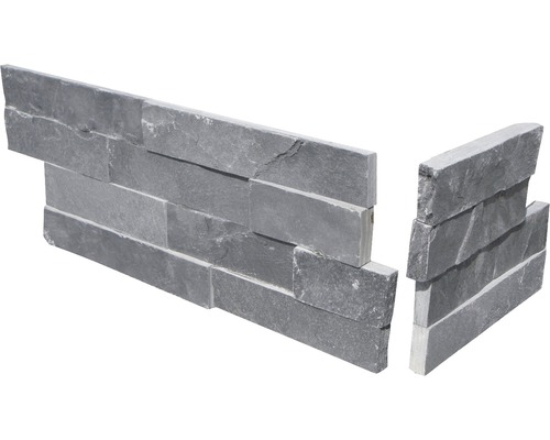 Verblendstein-Ecke Schiefer schwarz Z20/40x15 cm Dekorsteinpaneel aus Stein mit Eckelement