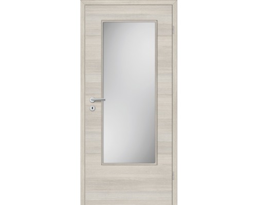 Porte intérieure avec insert en verre, poignée de porte et serrure