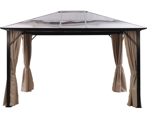 Pavillon avec toit et rideaux