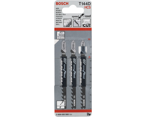 Bosch Stichsägeblätter T144D HCS, geeignet für Holz, im 3er-Pack