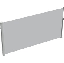 Brise vue rétractable 1,6x3 tissu uni gris clair piètement RAL 9006 blanc aluminium avec poteau amovible-thumb-0