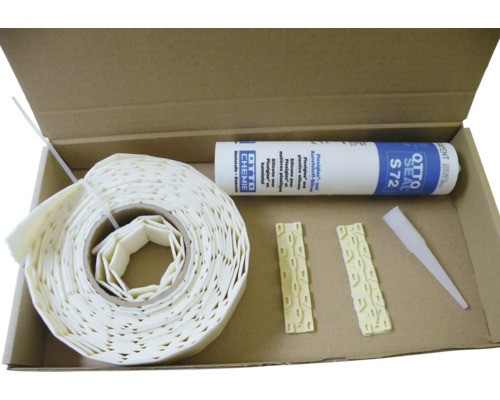 Kit de mastic Otto Chemie Otto Seal S72 avec mastic, cordon de joint, cales de montage et embout dans une boîte en carton