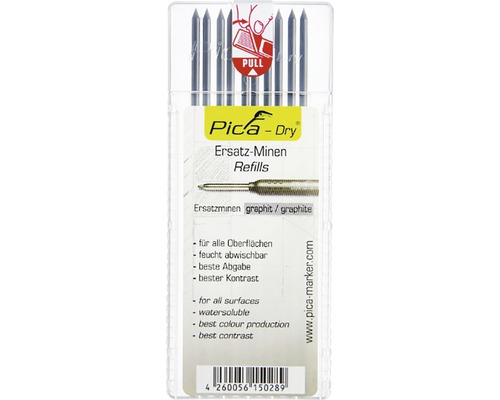 Mines de rechange Pica Dry graphite dans un récipient en plastique