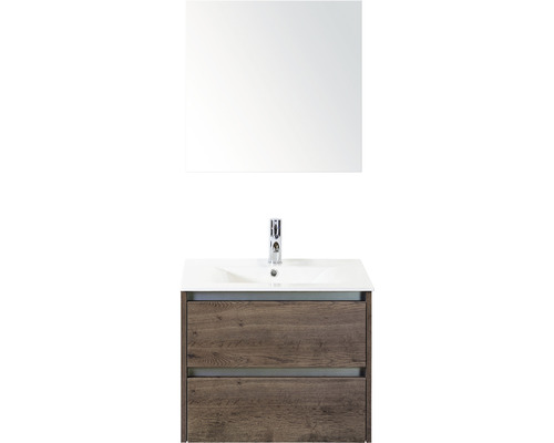 Ensemble de meubles de salle de bains Dante 60 tabacco avec vasque Enjoy + miroir