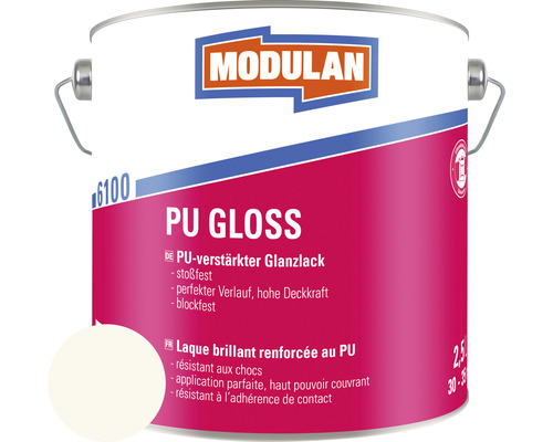 Laque MODULAN 6100 PU Gloss 2,5 l RAL 9010 blanc pur 2,5 l