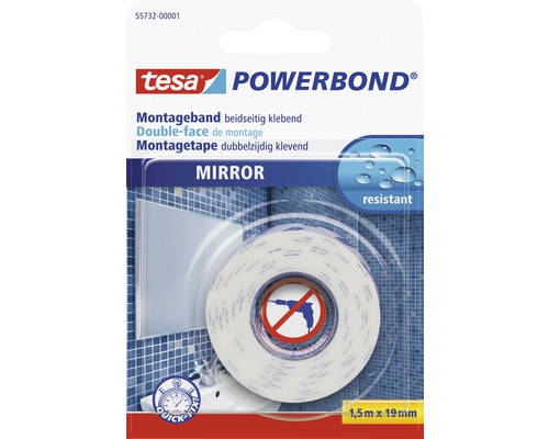 Bande de montage tesa® Powerbond pour miroirs 15 m x 19 mm Ruban de montage Tesa Powerbond Miroir, 1,5 mètre sur 19 millimètres