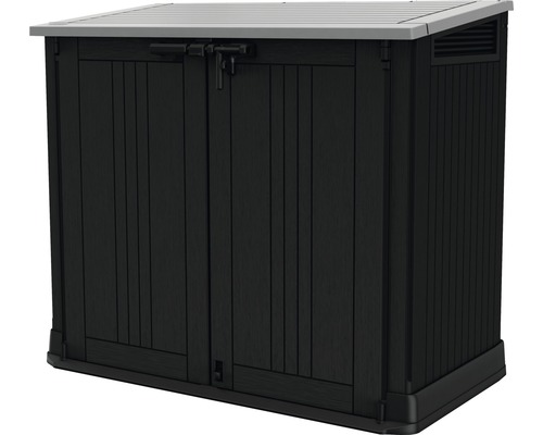 Garten-Gerätebox, Mülltonnenbox Keter Store-it-out Prime inkl. Gasdruckfedern 132 x 71,5 x 113,5 cm schwarz-grau