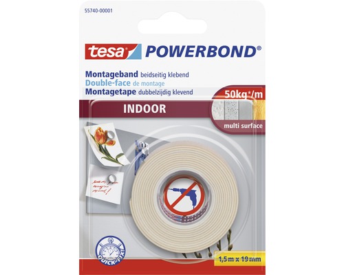 Ruban de montage tesa® Powerbond Indoor 1,5 m x 19 mm