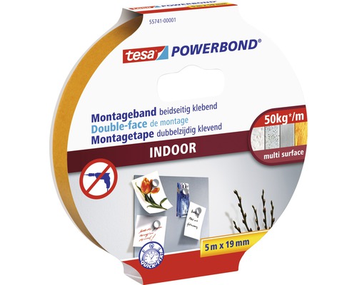 tesa® Powerbond Montageband Indoor 5 m x 19 mm