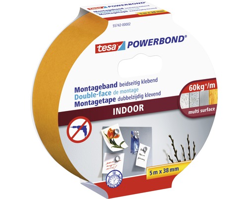 tesa® Powerbond Montageband Indoor 5 m x 38 mm