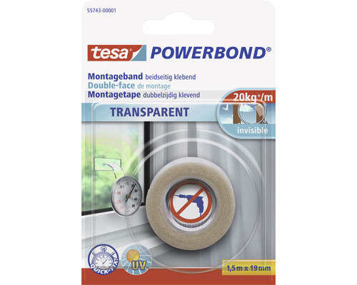 Bande de montage tesa® Powerbond transparente 1.5 m x 19 mm