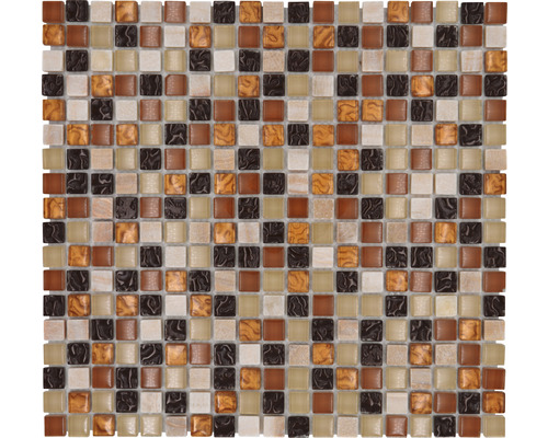 Mosaïque de verre avec pierre naturelle XCM M830 30.5x32.5 cm beige-marron