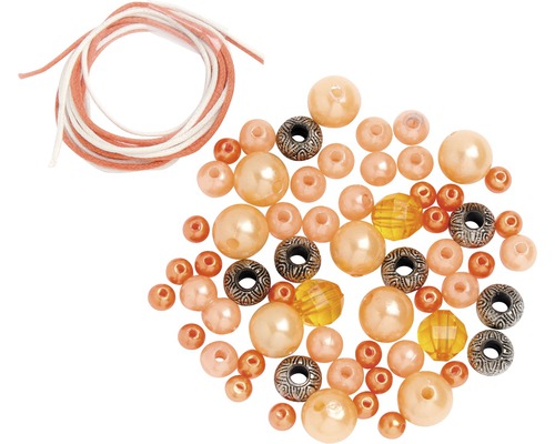 Perlen-Set mit Kordel orange sortiert