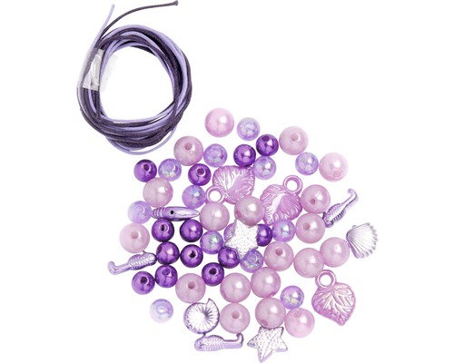 Kit de perles avec cordon mauve assorti