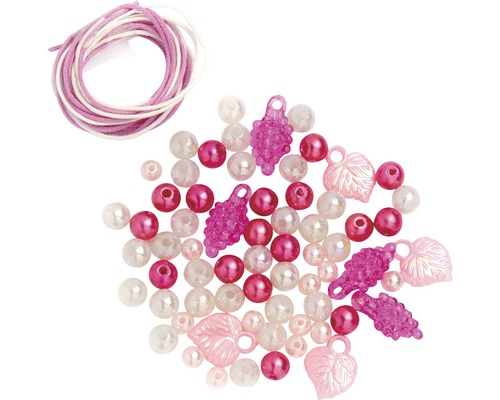 Kit de perles avec cordon blanc-rose-fuchsia
